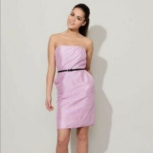 Tocca Strapless Silk Dress Pink White Gingham
